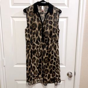 No Boundaries Sleeveless Hi/lo Semi-sheer Leopard Print Dress Size Jr XL (14/16)